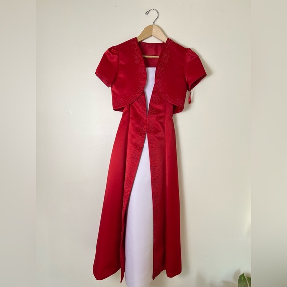 Angels New York Kids Girls Gown 12 Red Formal
Dress Ocassion Beaded Gala Festive - Picture 1 of 17